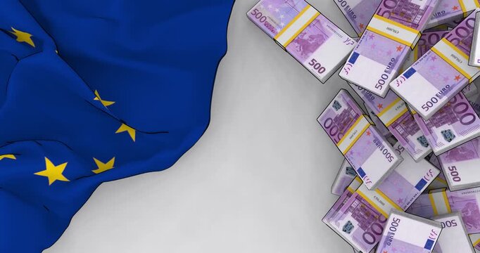 European union flag and euro banknotes economy finance