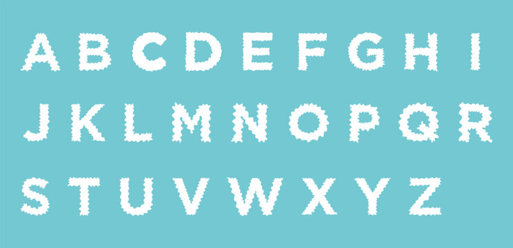 Fluid Font Alphabet White Wavy Texture Uppercase Letters on Teal Background