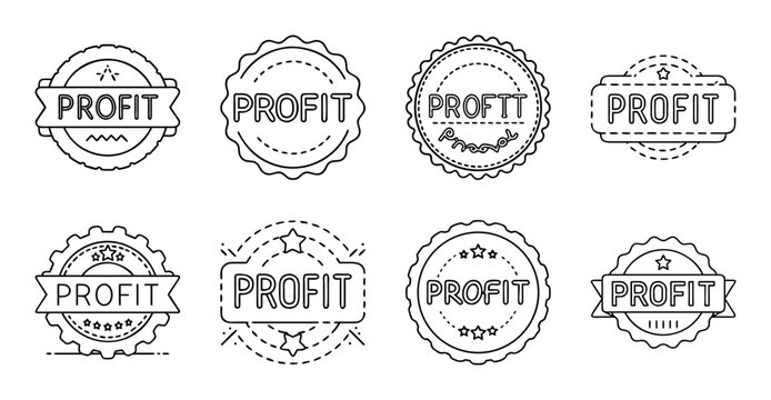 Professional circular badges with text proft - Set of stylish round badges featuring bold PROFT text in a clean, minimalist design for branding or labels.