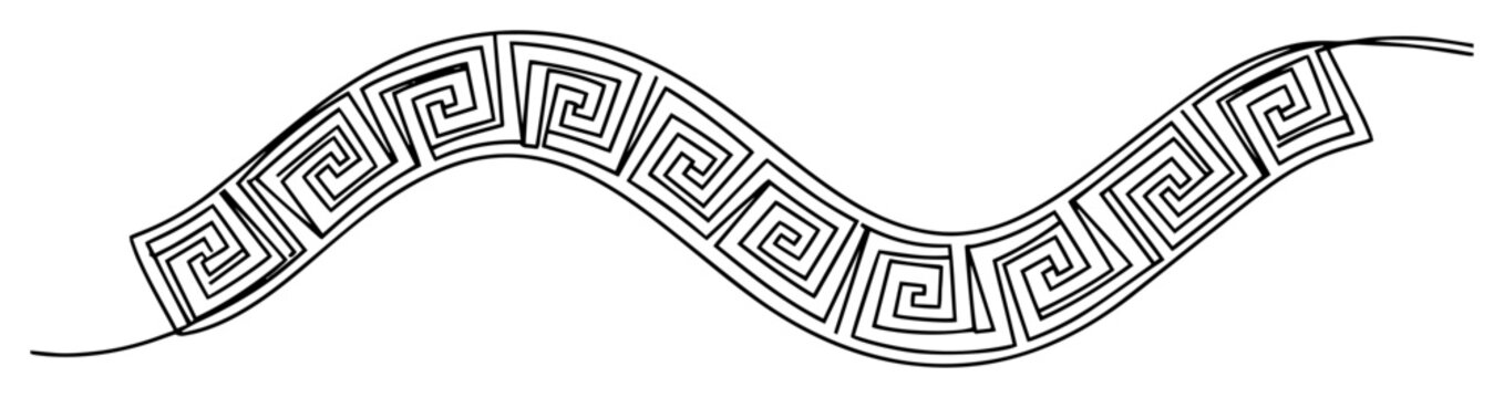 wavy greek key meander pattern one continuous line drawing vector