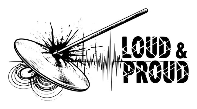 drum cymbal hit loud and proud grunge music vector
