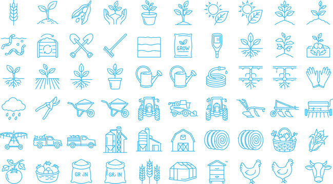 Agricurai gardening icons grid