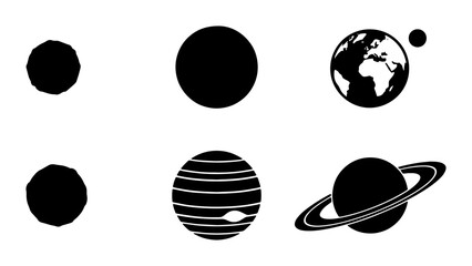 Cosmic Icons: Celestial Bodies, Planets, Earth, Saturn, Space Objects, Astronomy Graphics, Vector Set © Zahirul