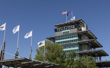 Fototapeta premium Indianapolis Motor Speedway Pagoda Control Tower for the Indianapolis 500. IMS is the Racing Capital of the World.