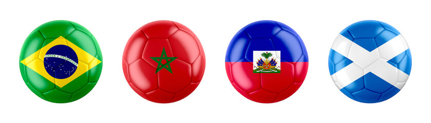 Fototapeta premium World Cup 2026 GROUP C teams ball flags. 3d illustration.