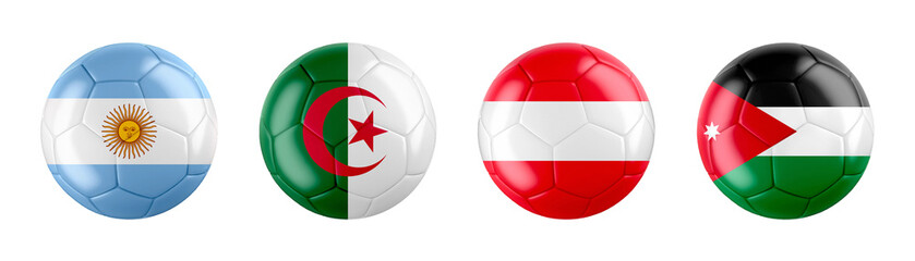 Fototapeta premium World Cup 2026 GROUP J teams ball flags. 3d illustration.