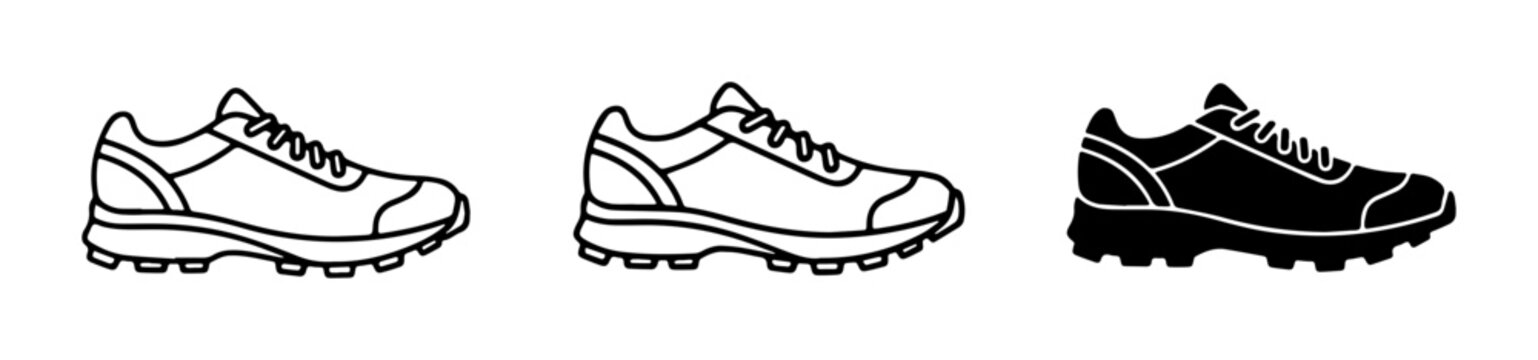Athletic Shoe Icons, Running Sneaker Vector Set, Sport Footwear Graphics for Fitness and Outdoor Activity