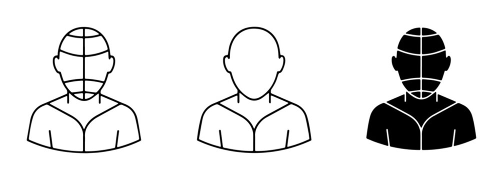 User Profile Icons: Silhouette, Outline, and Wireframe Person Symbols for Identity and Account Management