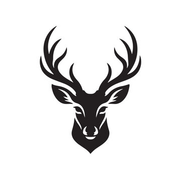 Deer head with antlers elegant vector mascot logo illustration