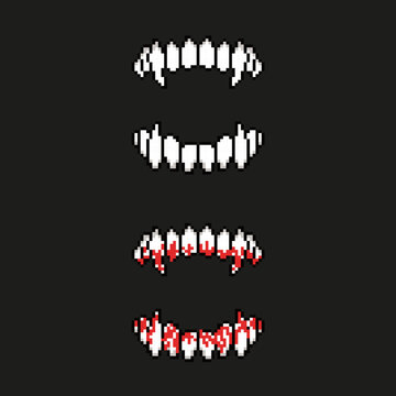 vampire teeth draw pixel art