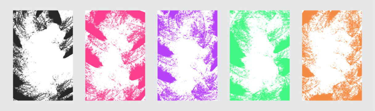 Grunge background muliple color and white. Set of Abstract Grunge Patterns with Bold Brush Strokes.