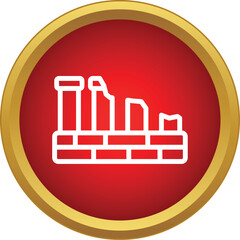 Fototapeta premium Ancient historical ruins icon inside a golden bordered red circle