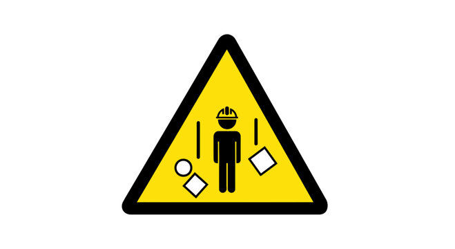 Warning Sign: Falling Objects Hazard, Construction Worker Icon