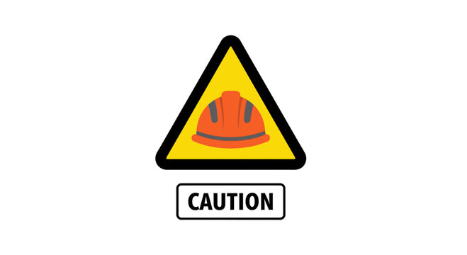 Construction Safety Warning Sign: Hard Hat Required