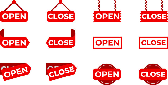 Open Close Shop Sign Collection Vector Illustration Design