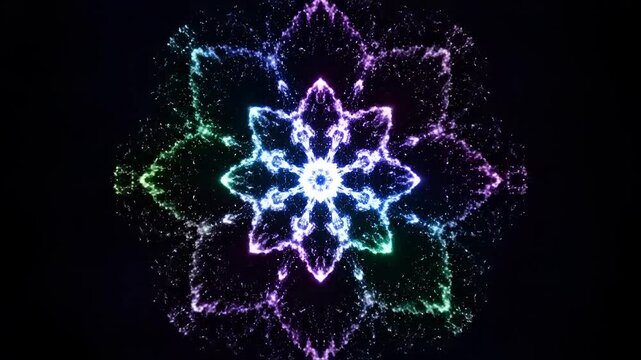 Abstract Colorful Fractal Flower Bloom Animation.