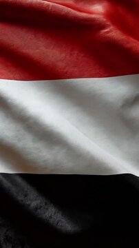 yemeni flag waving in the wind. yemen