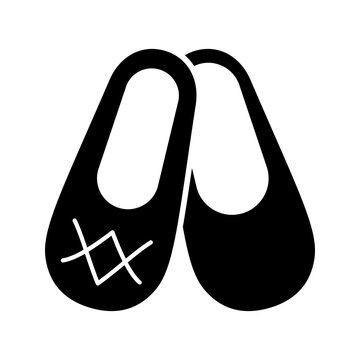 Bast shoe icon. Culture and traditional footwear filled symbol. Black and white.