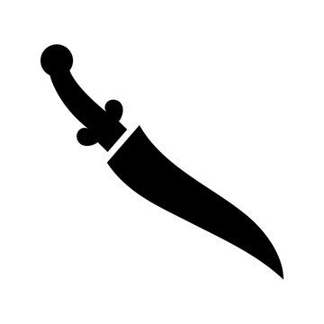 Dagger knife icon. Military and bladed weapon filled symbol. Black and white.