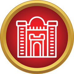 Obraz premium Outline castle icon symbolizing royalty, history, and classic architecture