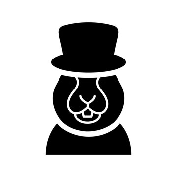 Groundhog day icon. Events and groundhog day filled symbol. Black and white.