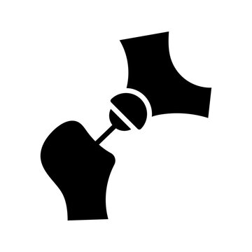 Hip joint icon. Healthcare and orthopedics filled symbol. Black and white.