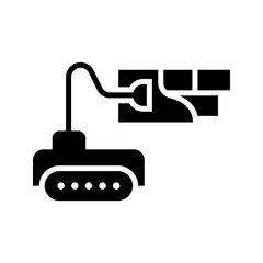 Obraz premium Robot painter icon. Industry and construction robotics filled symbol. Black and white.