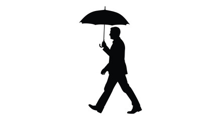 man with umbrella walking in silhouette © MDSAJIB