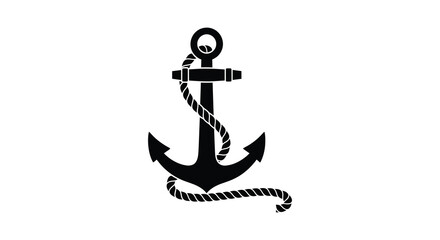 Black anchor with rope nautical marine silhouette © MDSAJIB
