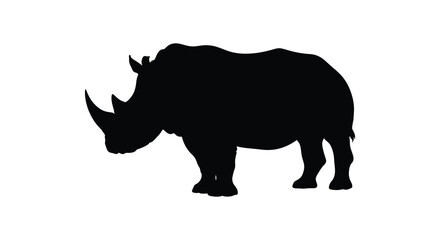 rhinoceros silhouette against a white background silhouette © MDSAJIB