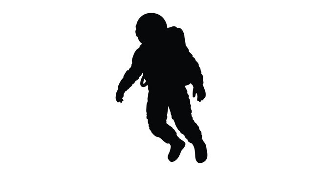 Astronaut in spacesuit black silhouette