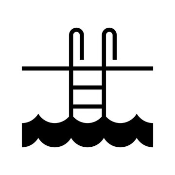 Swimming pool icon. Leisure and swimming pool line and filled symbol. Black and white.