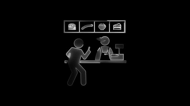 Fast Food Order Process Customer Places Order at Counter Animation