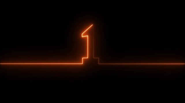 Neon digit 0 with alpha channel, number ONE. Animation