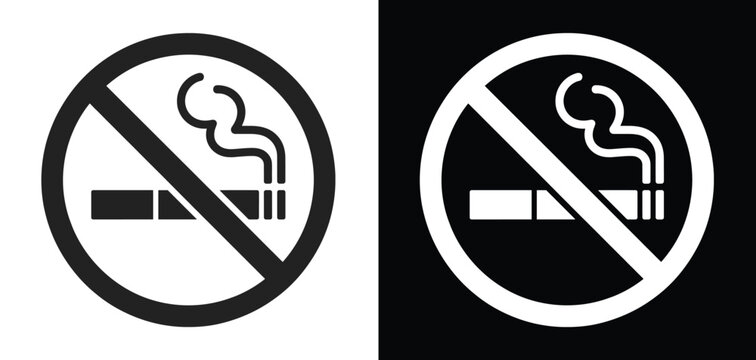 No Smoking Sign Vector: A clear and concise prohibition symbol for designated non-smoking areas. public health, warning symbol, graphic icon, clean air, health awareness.