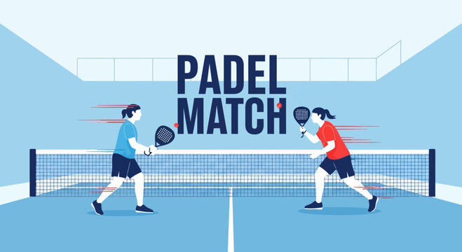 Dynamic Padel Match Illustration Depicting Two Players In Active Competition