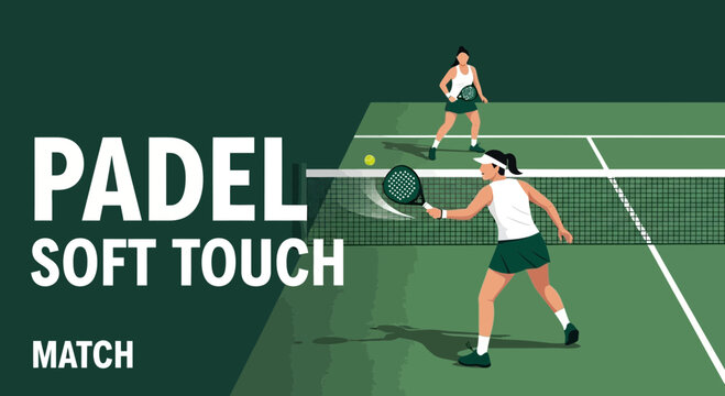 Dynamic Padel Match Illustration Depicting Two Players in Energetic Competition