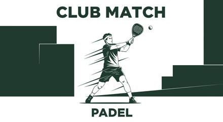 Obraz premium Dynamic Padel Player Action Captures Intense Club Match Excitement in Vector Illustration