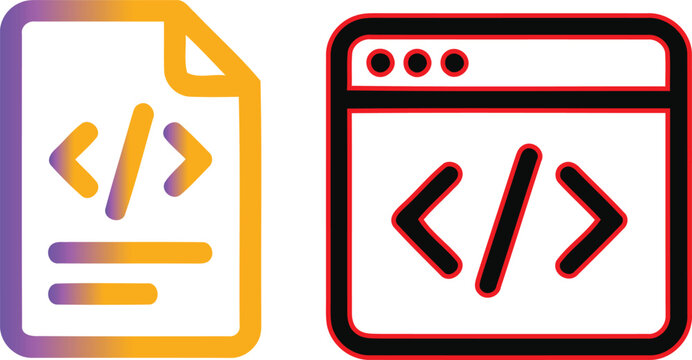 Vector illustration of coding symbols and browser window for web development and programming