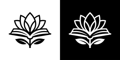 Obraz premium Black and White Book Logo