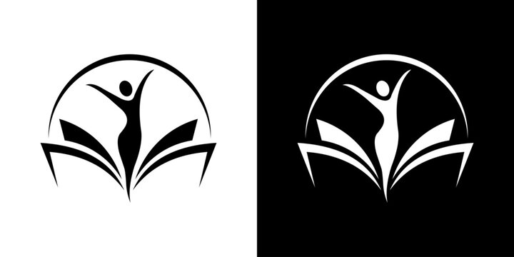 Black and White Book human Logo