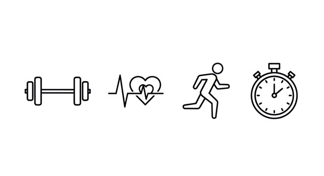 Fitness icons exercise heart rate run time