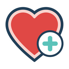 Obraz premium Red heart icon with a medical plus sign badge on a white background for a healthcare and wellness concept