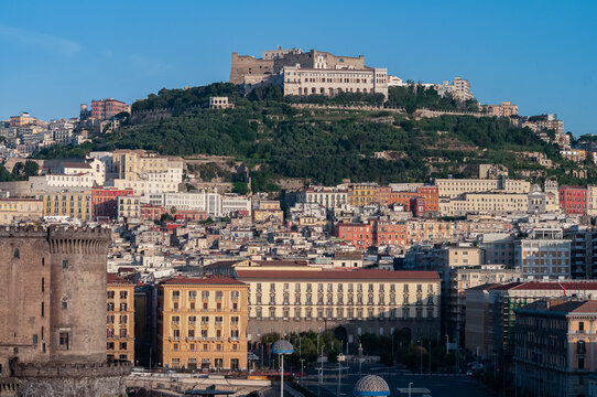 Castel Sant'Elmo and Certosa di San Martino on the top of the city in Naples,Italy.
