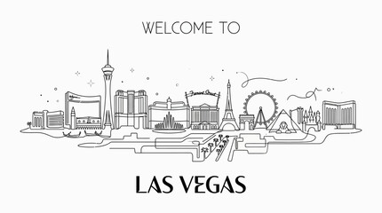 Fototapeta premium Las Vegas Skyline: Vector Cityscape Illustration with Decorative Elements