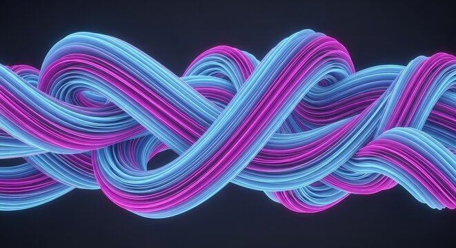 Vibrant swirls of neon blue and magenta intertwine in a fluid digital dance, creating a complex layered texture with soft glowing gradients, artistic, curves, wallpaper