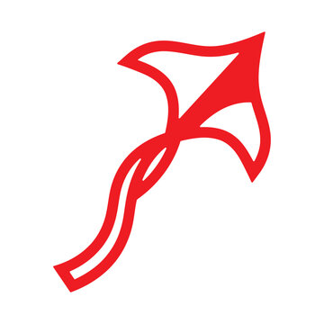 Red kite white background, isolated recreation