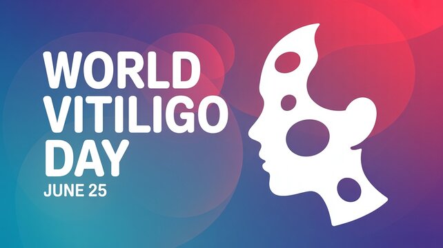 World Vitiligo Day Healthcare Awareness Banner with White Spotted Face Profile Graphic