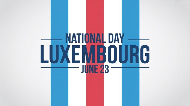 Luxembourg National Day Celebration Greeting Banner with Flag Color Stripes Graphics June 23