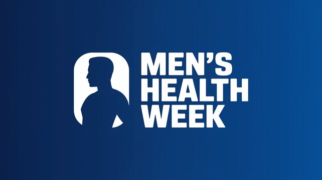 Men's Health Week Corporate Promotional Banner with Male Profile Icon on Blue Background